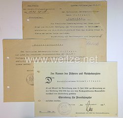 1. Weltkrieg - Urkundengruppe für einen Ministerialamtmann, Berlin