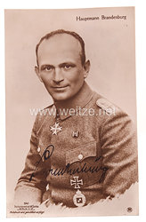 Fliegerei 1. Weltkrieg  Originalunterschrift des Pour le Mérite Trägers Hauptmann Ernst Brandenburg , Führer Bombengeschwader 3