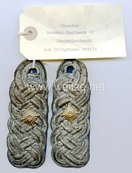 Preußen 1. Weltkrieg Paar Schulterklappen für einen Oberstleutnant zur feldgrauen Attila im Thüringischen Husaren-Regiment Nr. 12