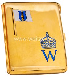 Deutsches Reich Kaiserlicher Yacht Club : vergoldetes Zigarettenetui als Geschenk des Kronprinzen Wilhelm 
