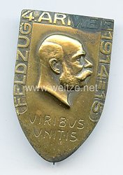 Österreich / K.u.K. Monarchie 1. Weltkrieg Kappenabzeichen "Feldzug 4. Armee 1914 - 15 - Viribus Unitis"