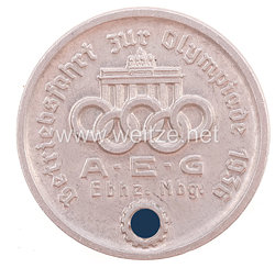 XI. Olympischen Spiele 1936 Berlin - Teilnehmerabzeichen der A.E.G. Ebhz. Nürnberg 