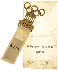 XI. Olympischen Spiele 1936 Berlin - Offizielles Teilnehmerabzeichen für einen Sportler in der Sportdisziplin Kunst (Kunstturnen)
