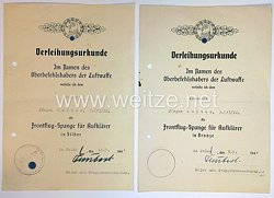 Luftwaffe - Urkundenpaar Frontflugspange für Aufklärer in Bronze/Silber