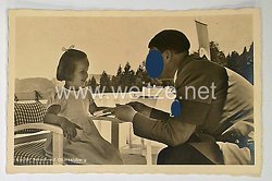 III. Reich - Propaganda-Postkarte - " Adolf Hitler - Kleiner Besuch auf Obersalzberg "