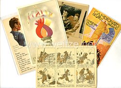 Italien 2. Weltkrieg - 5 farbige Propaganda-Postkarten