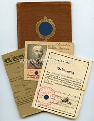 SA-Sportabzeichen in Bronze - Urkundenbuch und SA Ausweis für einen SA Oberscharführer in der Standarte 14 aus Tiegenhof, Gruppe Ostland ( Danzig )