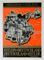 III. Reich - farbige Propaganda-Postkarte - " Grossdeutschland - Hitler ist Deutschland / Deutschland ist Hitler "