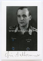 Luftwaffe - Nachkriegsunterschrift vom Ritterkreuzträger, Schlachtflieger (FW - 190) Erich Axthammer
