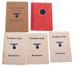 III. Reich - Konvolut von 1 Arbeitsbuch, 3 Kennkarten und 1 Reisepass 
