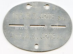 Wehrmacht Heer Erkennungsmarke " Infanterie-Reiter-Zug, Infanterie-Regiment. 116 "