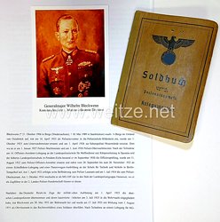 Kriegsmarine Soldbuch des Generalmajor und zuletzt Kommandeur der 1. Marine.Div., Eichenlaubträger Wilhelm Bleckwenn 