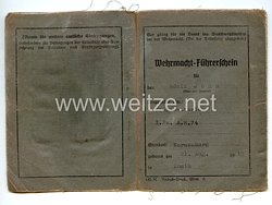 Wehrmacht-Führerschein für einen Gefreiten der I./Panzer-Artillerie-Regiment 74