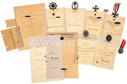 Wehrmacht großer Ordens- und Urkunden Nachlass des Deutschen Kreuz in Gold Trägers Feldwebel Heinz Close, 10./Grenadier Regiment 324
