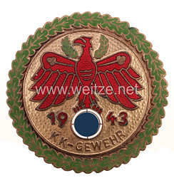Standschützenverband Tirol-Vorarlberg - Gaumeisterabzeichen 1943 in Gold mit Eichenlaubkranz " KK-Gewehr "