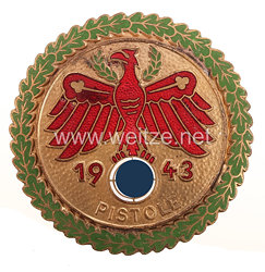 Standschützenverband Tirol-Vorarlberg - Gaumeisterabzeichen 1943 in Gold mit Eichenlaubkranz " Pistole "