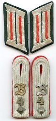 Wehrmacht Heer Paar Schulterstücke und Kragenspiegel für einen Oberleutnant der Artillerie-Beobachtungs Abteilung Nr. 4.