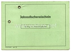 III. Reich - Jahresfischerschein Nr. 1644 gültig im Bundesgebiet