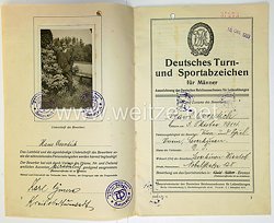 Reichssportabzeichen in Bronze - Urkundenheft für einen Mann der Leibstandarte Adolf Hitler