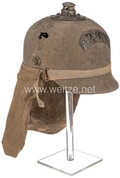 Preußen 1. Weltkrieg feldgraue Ersatzpickelhaube aus Filz für Mannschaften der Gebirgs-MG-Abteilung Nr. 241 mit 