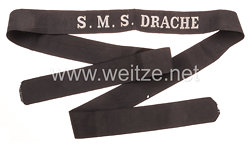Kaiserliche Marine Mützenband "S.M.S. Drache" in Silber.