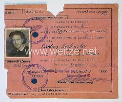 III. Reich - Dienstausweis Reichsbahn für eine Ostarbeiterin des Jahrgangs 1908