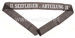 Kaiserliche Marine Mützenband "II. Seeflieger = Abteilung. II." in Silber.