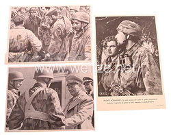 Wehrmacht - gedruckte Pressefotos Deutsche Fallschirmjäger nach dem Einsatz