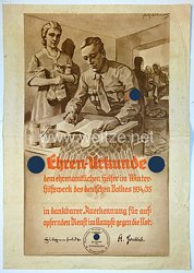 Ehrenurkunde als ehrenamtlicher Helfer im WHW 1934/35