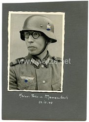 Wehrmacht Heer Portraitfoto, Soldat mit Stahlhelm