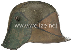 Deutsches Reich 1. Weltkrieg Stahlhelm M 1916 in Mimikri-Tarnanstrich