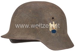 Wehrmacht Heer M35 Stahlhelm mit 1 Emblem und Schlachtfeld - Beschädigung ( Battle Damaged ) 