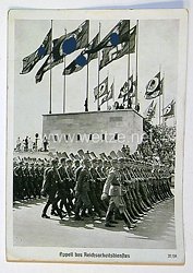 III. Reich - Propaganda-Postkarte - " Reichsparteitag Nürnberg 1937 - Appell des Reichsarbeitsdienstes "