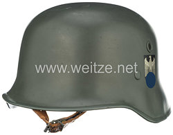 Wehrmacht Paradehelm M 1936 mit beiden Emblemen - Luxusfertigung der Firma Erel