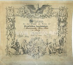 Preußen - Diplom für das Mitglied des Vereins der Preußischen Invalidenkette