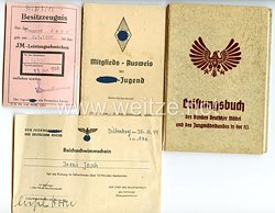 BDM - Leistungsbuch und Mitgliedsausweis für ein Mädel des Jahrgangs 1928 der Jungmädelgruppe 4/303 aus Herborn 