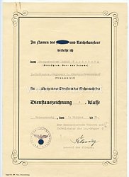 Luftwaffe - Urkunde zur Dienstauszeichnung 4. Klasse