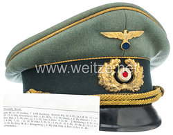 Wehrmacht Schirmmütze aus dem Besitz des Ritterkreuzträgers General der Panzertruppe Horst Stumpff