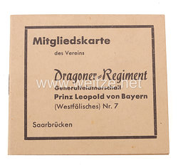 Preußen "Mitgliedskarte des Vereins Dragoner-Regiment Generalfeldmarschall Prinz Leopold von Bayern (Westfälisches) Nr. 7"
