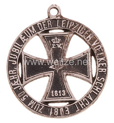 Preussen Eisernes Kreuz 1813 tragbare Erinnerungsmedaille "Zum 50 Jahr. Jubilaeum der Leipziger Voelkerschlacht 1813-1883"