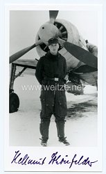 Luftwaffe - Nachkriegsunterschrift vom Ritterkreuzträger Hellmut Schönfelder