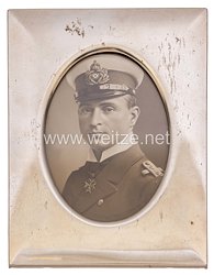 Kaiserliche Marine U-Boot Kommandant Kapitänleutnant Otto Weddigen gerahmte Fotopostkarte