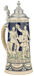 Deutsches Reich 1. Weltkrieg Patriotischer Krug "Zum Andenken an die deutschen Waffentaten 1914/15."