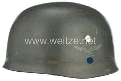 Luftwaffe Stahlhelm M38 für Fallschirmjäger mit 1 Emblem, LW Adler in grau/grün