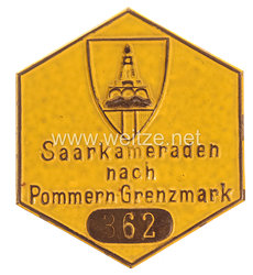 III. Reich - Kyffhäuserbund - tragbares Teilnehmerabzeichen " Saarkameraden nach Pommern-Grenzmark "