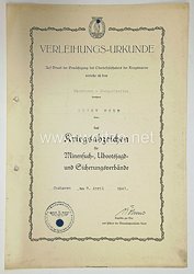 Kriegsmarine - Verleihungsurkunde für einen Maschinen Obergefreiten aus Cuxhaven