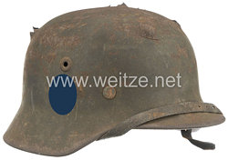 Waffen-SS Stahlhelm M 40 mit 1 Emblem - Battle Damaged