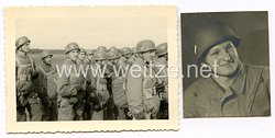 Luftwaffe Fotos, Fallschirmjäger mit Fallschirmschützenbluse (Knochensack) und M38 Stahlhelm