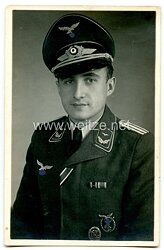 Luftwaffe Portraitfoto, Leutnant mit Flakkampfabzeichen