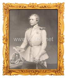 Lippe Großformatige Lithografie mit dem Bildnis des Fürsten Leopold III. von Lippe (1821-1875)